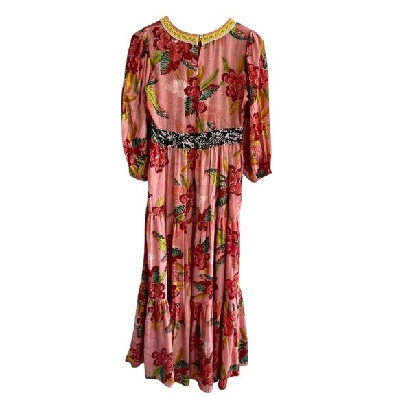 Connor & Blake Womens Floral Peasant Dress Size M Handmaid Beaded Boho Flowy - Picture 4 of 11